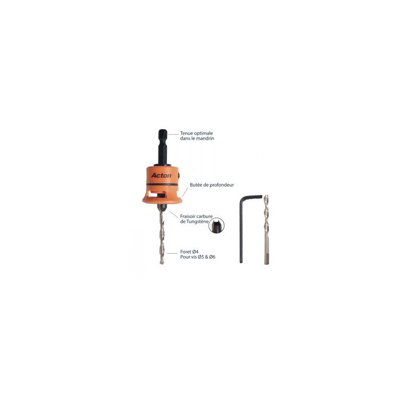 FORET FRAISOIR AVEC BUTEE REGLABLE DIAM 4 MM